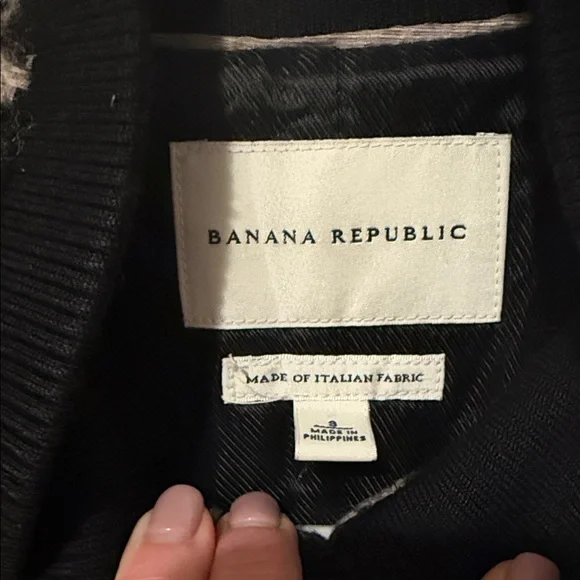 Banana Republic Black and Tan Houndstooth Pea Coat Small - Picture 2 of 8